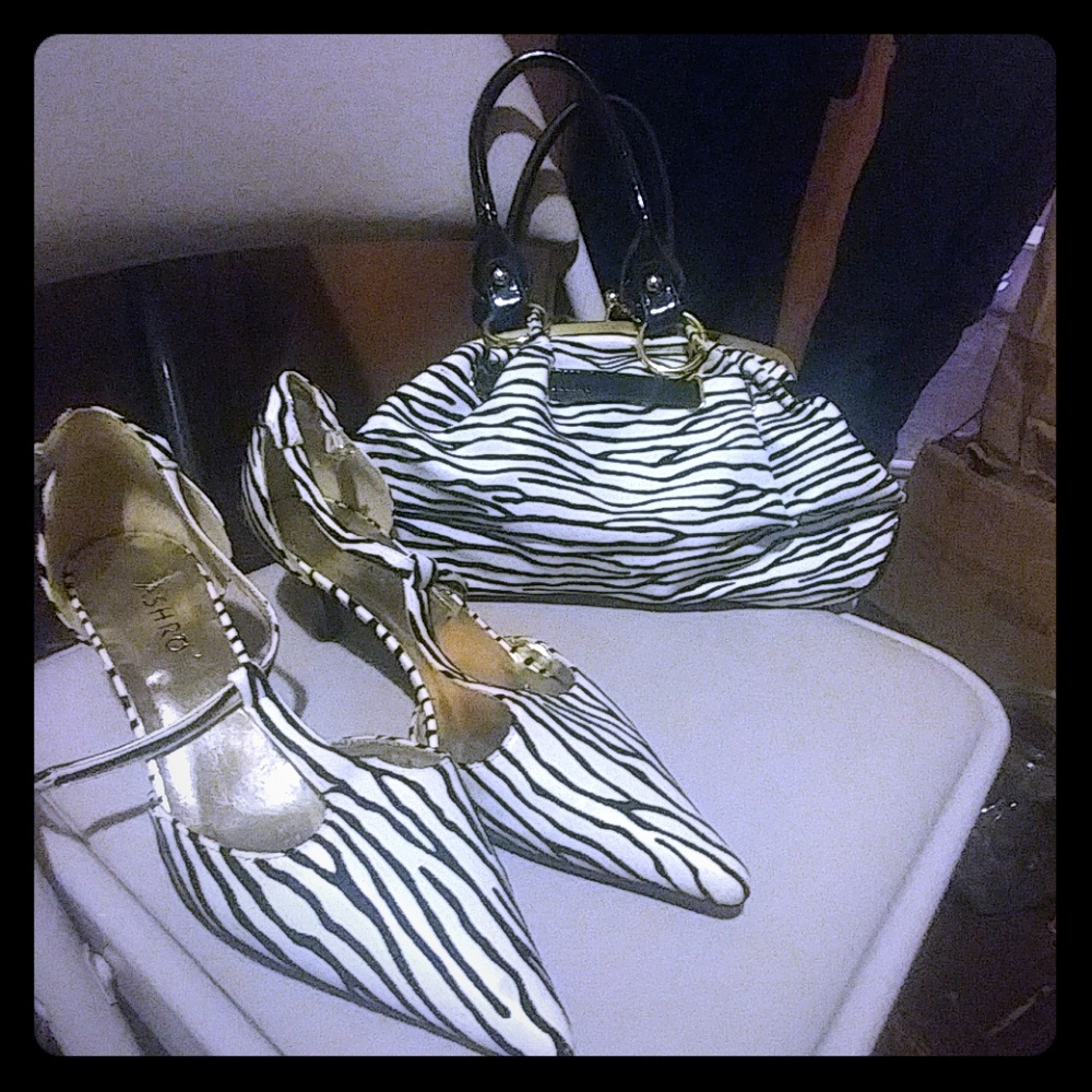 Zebra combo set .. Slightly worn shoes and purse